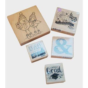 Wooden Rubber Stamp LOT of 5 New Studio G Recollections Stampendous Craft Smart
